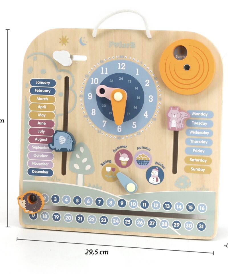 Puidust kell ja kalender aja õppimiseks