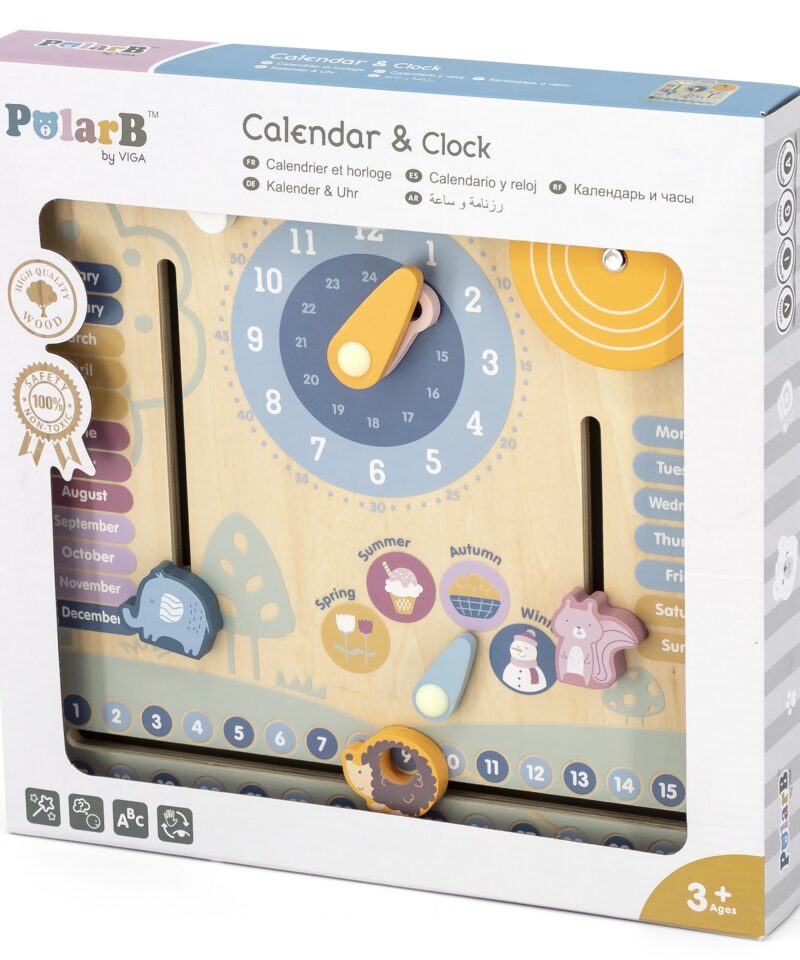 Puidust kell ja kalender aja õppimiseks