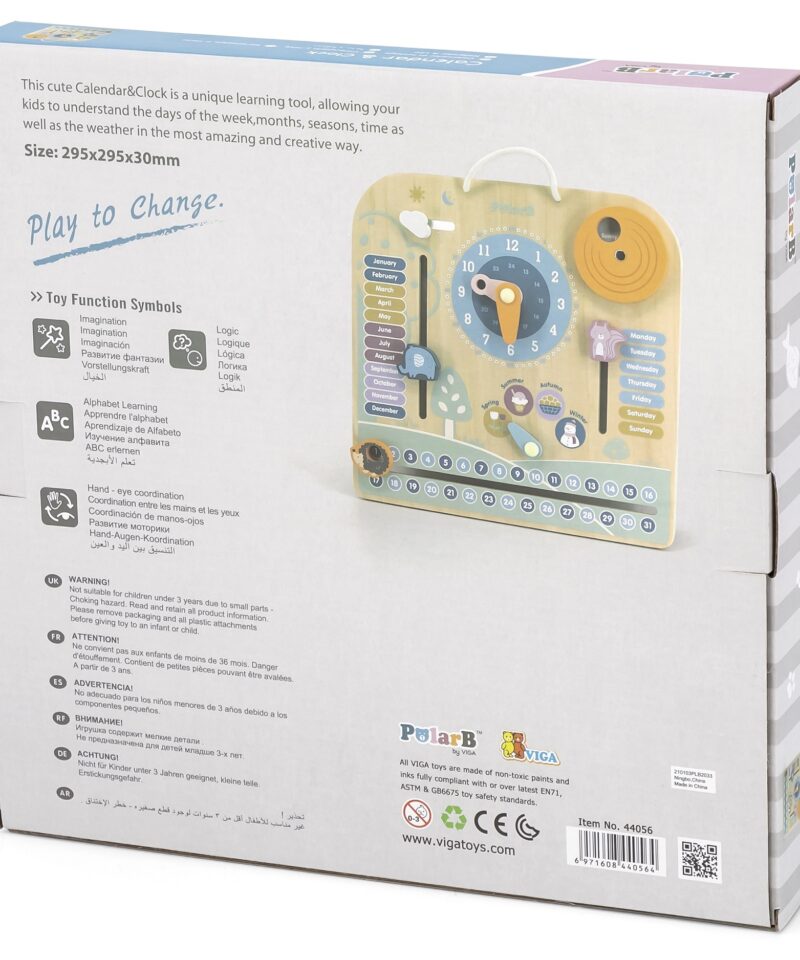 Puidust kell ja kalender aja õppimiseks