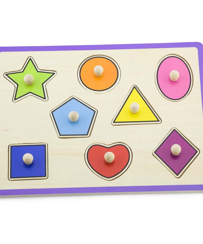 Värvilised puidust pusled koos alusega