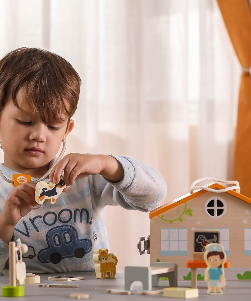 Loomakliiniku mängukomplekt arsti ja õega