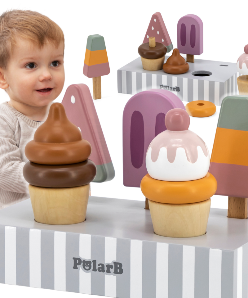 Puidust jäätisekomplekt lastele mängimiseks