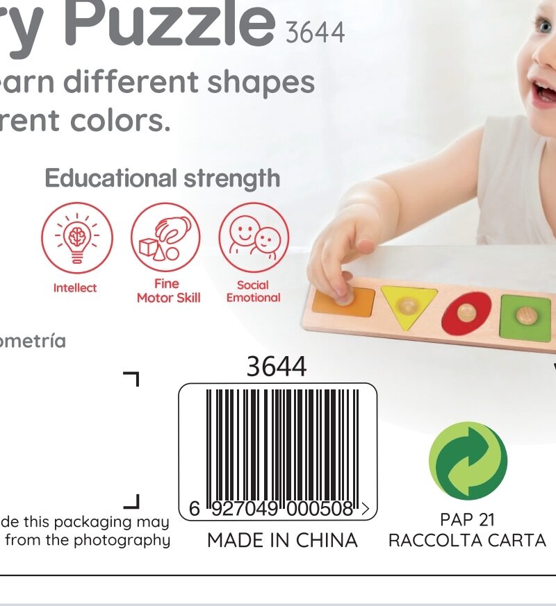 Erksavärviline puidust pusle lastele