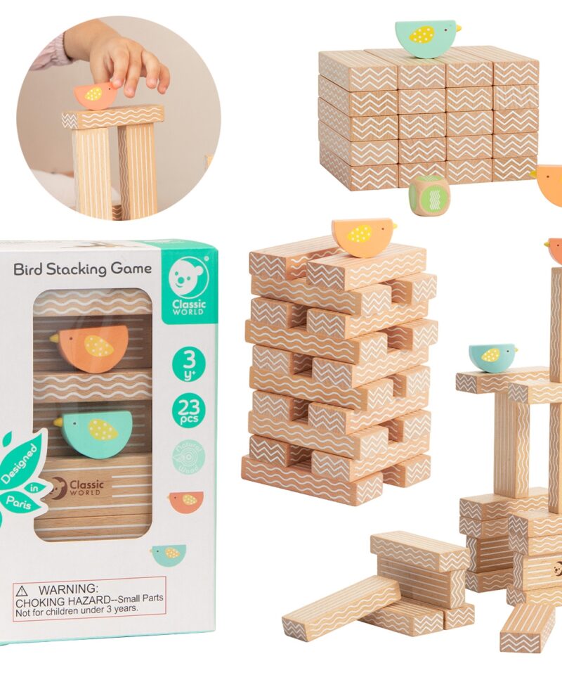 Puust tasakaalumäng torniga lastele