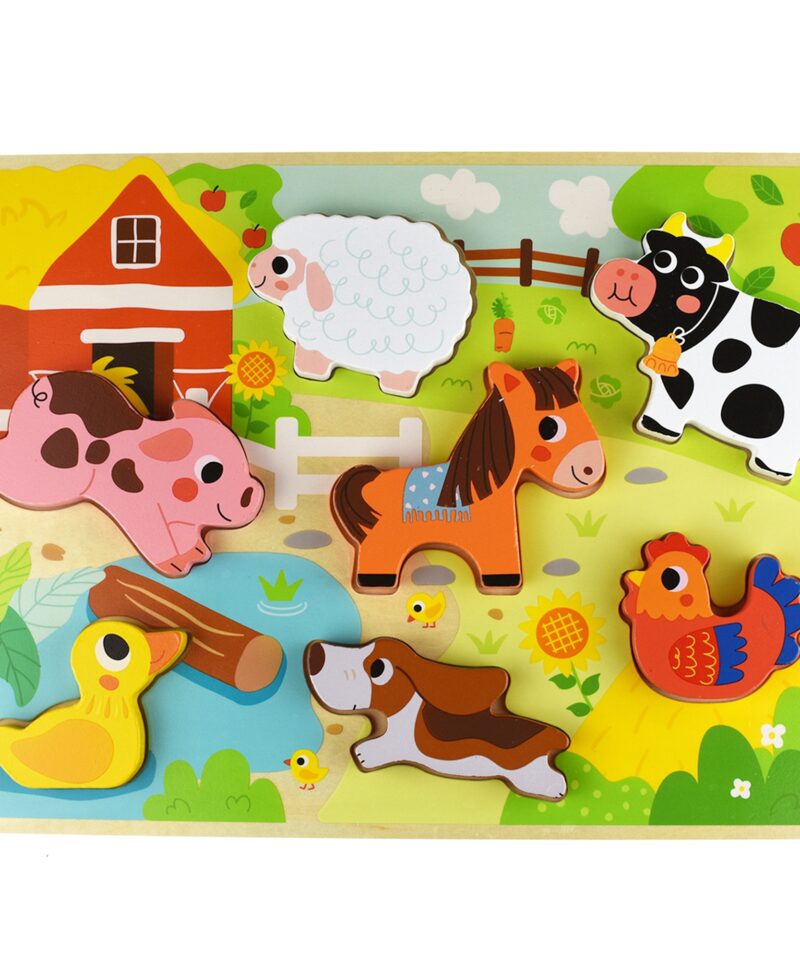 Erksavärviline puidust pusle lastele