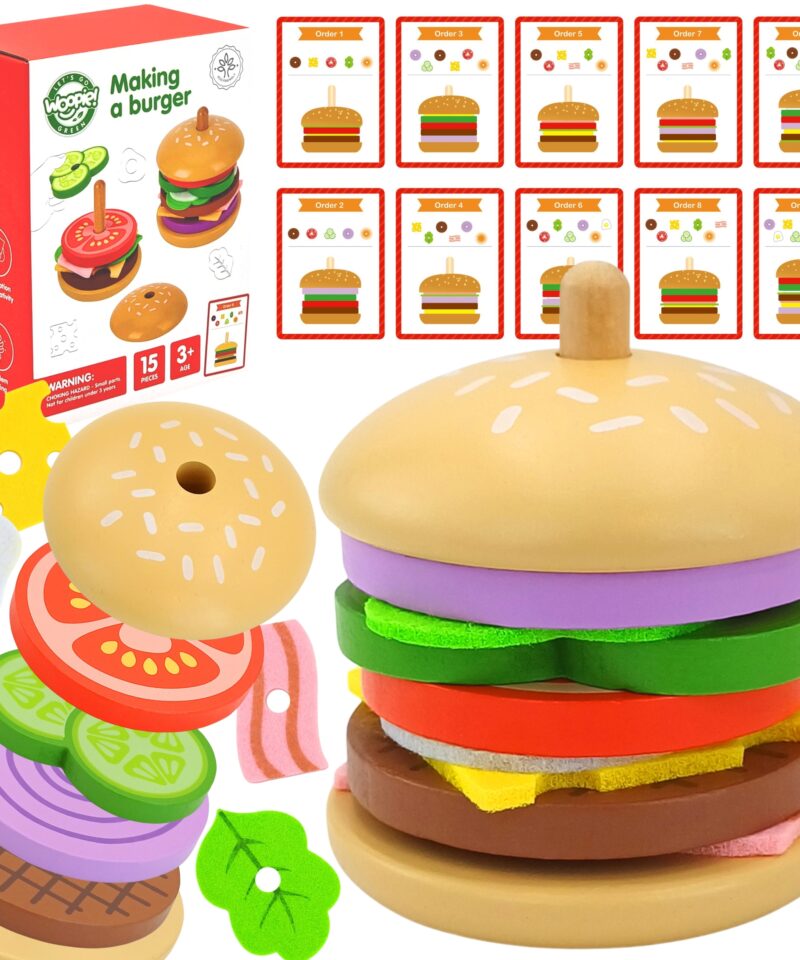 Puidust burgeri mängukomplekt lastele