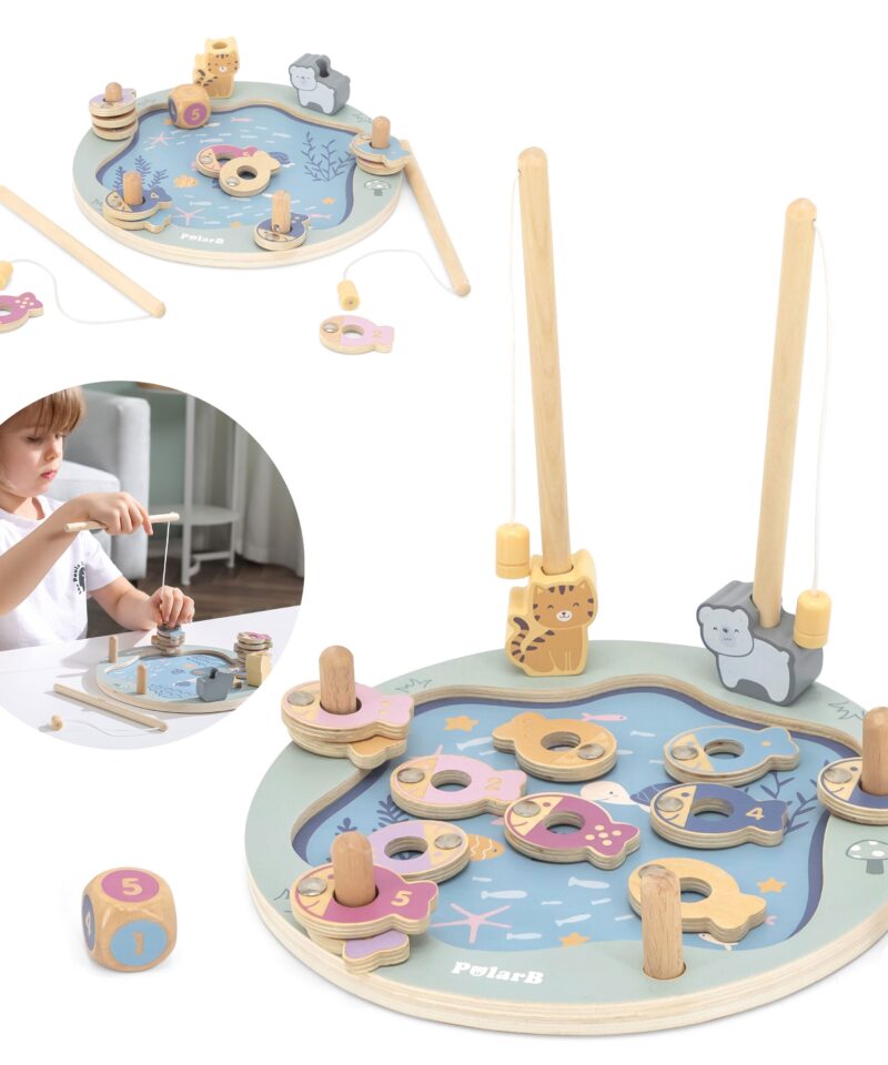 Laste Puidust Kalapüügimäng arendab oskusi