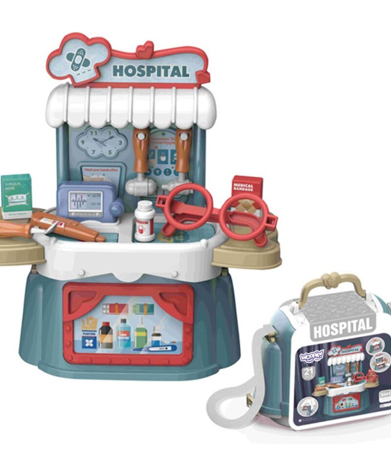 Laste arstikomplekt kohvriga, 21 tarvikut rollimänguks