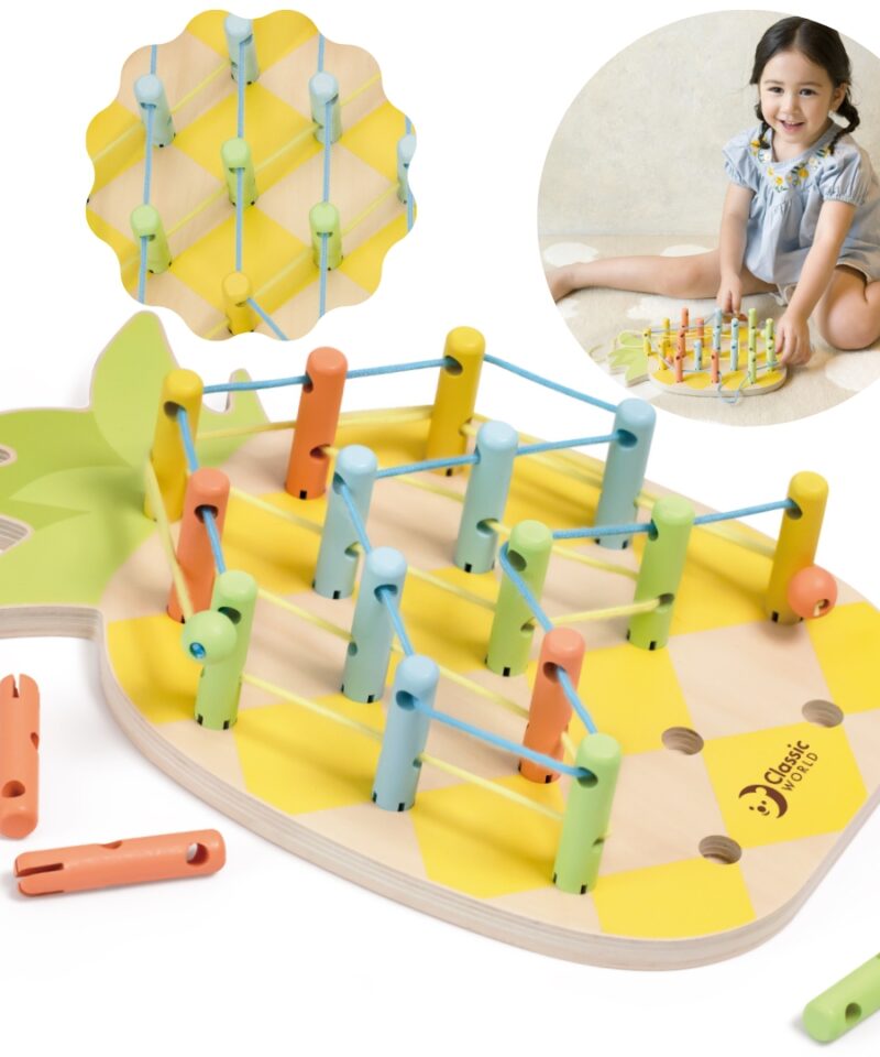 Puidust ananassi nöörimäng lastele