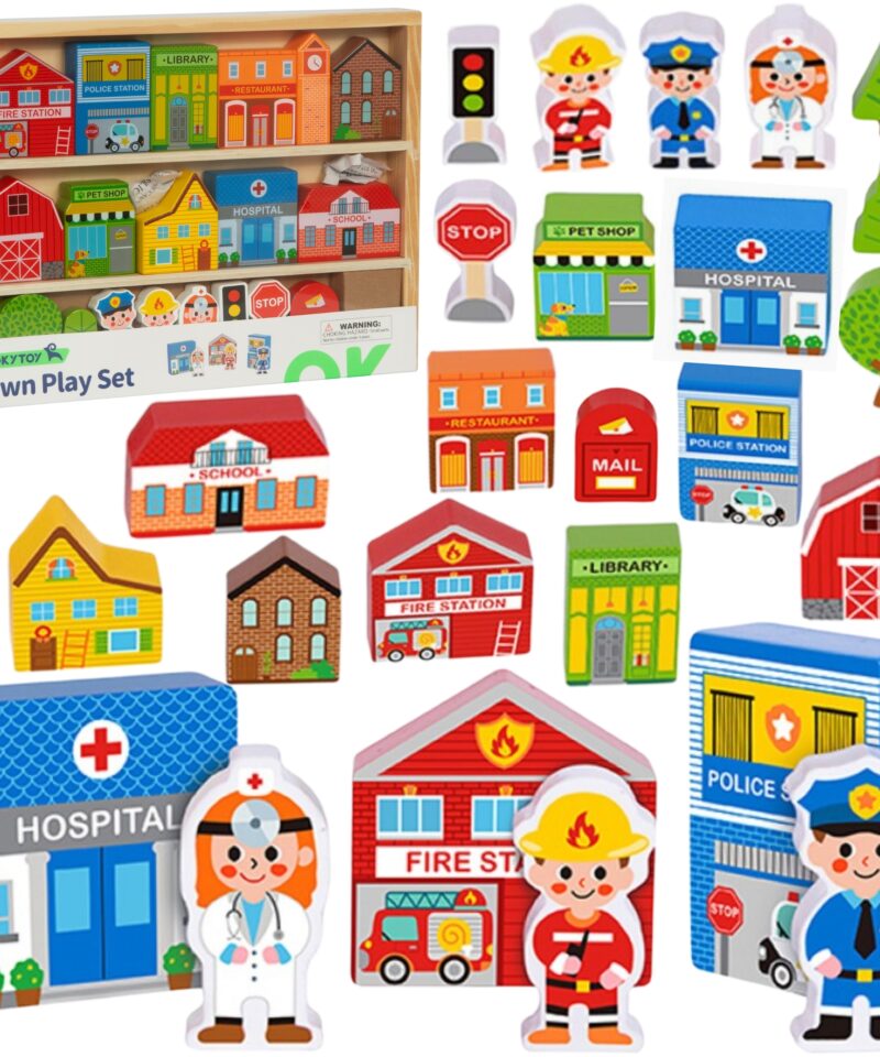 Puidust linnamängu komplekt lastele