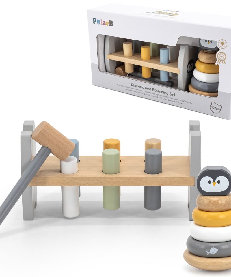 Puidust püramiid ja toksija mängukomplekt