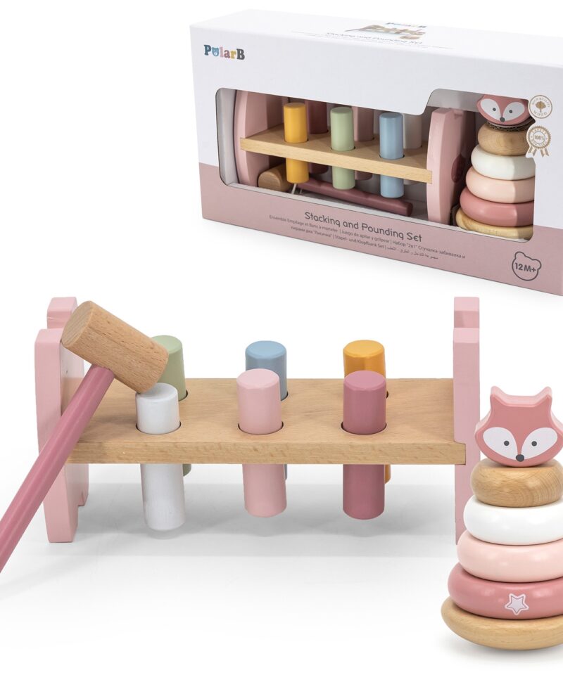 Puidust püramiid ja toksimäng lapsele