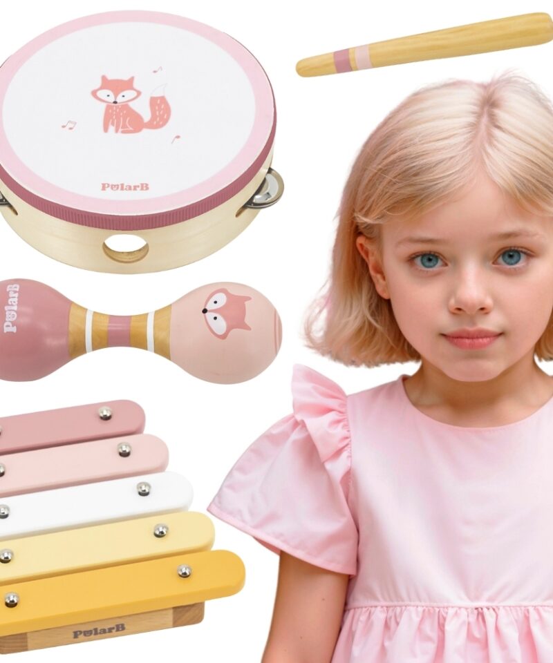 Roosa muusikainstrumentide komplekt lastele