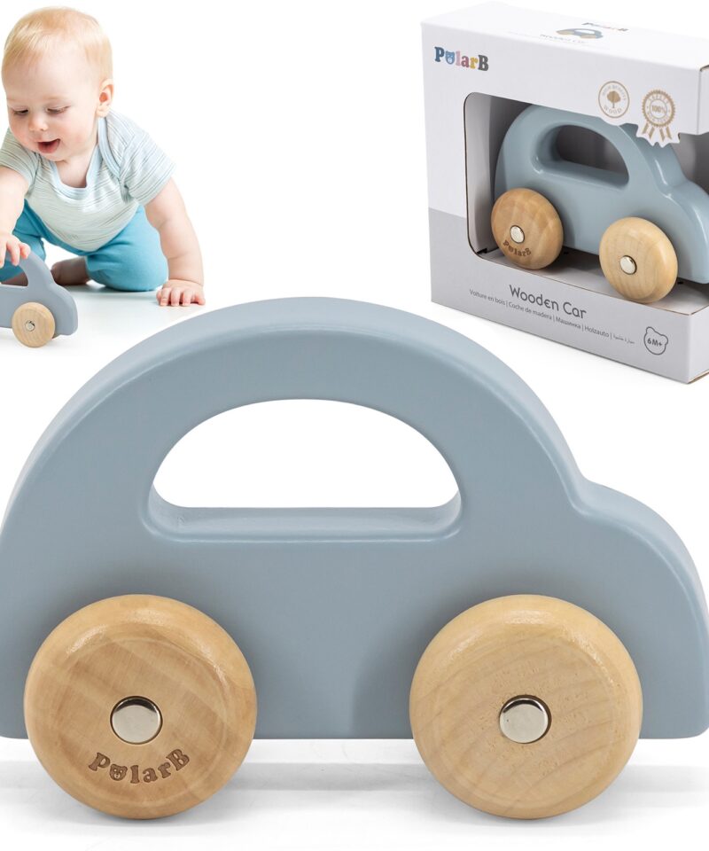 Puidust lükatav mänguauto beebile