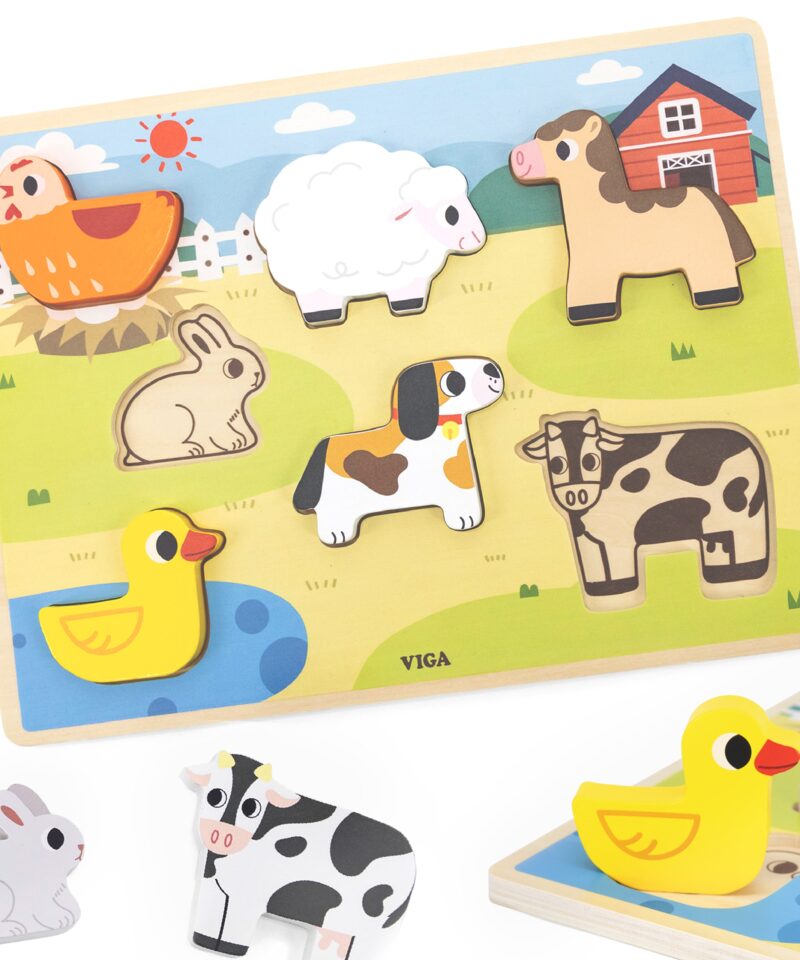 Puidust Montessori Farmapusle värvikas kujundus