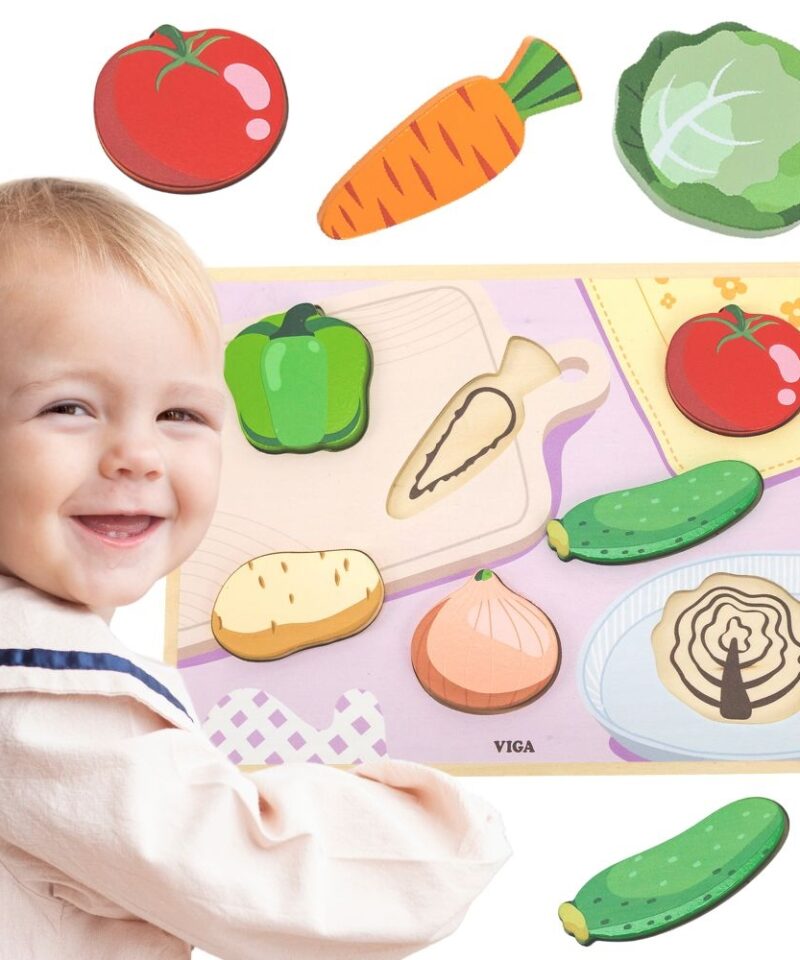 Puidust köögivilja pusle lastele