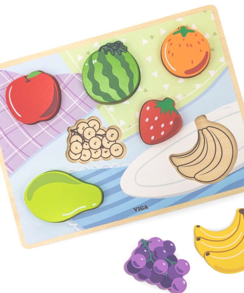 Puidust Montessori puuviljamosaiik mängimiseks