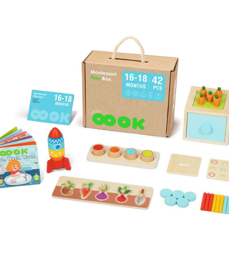 Montessori mängukomplekt koos praktilise hoiukastiga