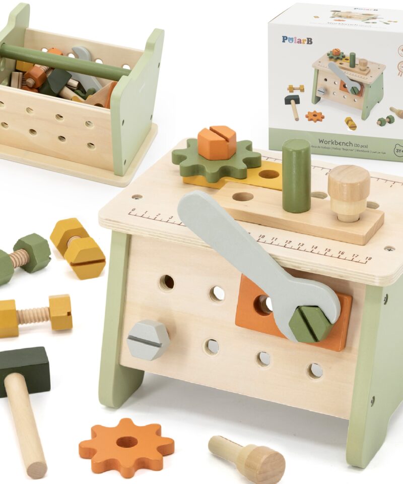 Puidust tööriistakomplekt lastele mängimiseks