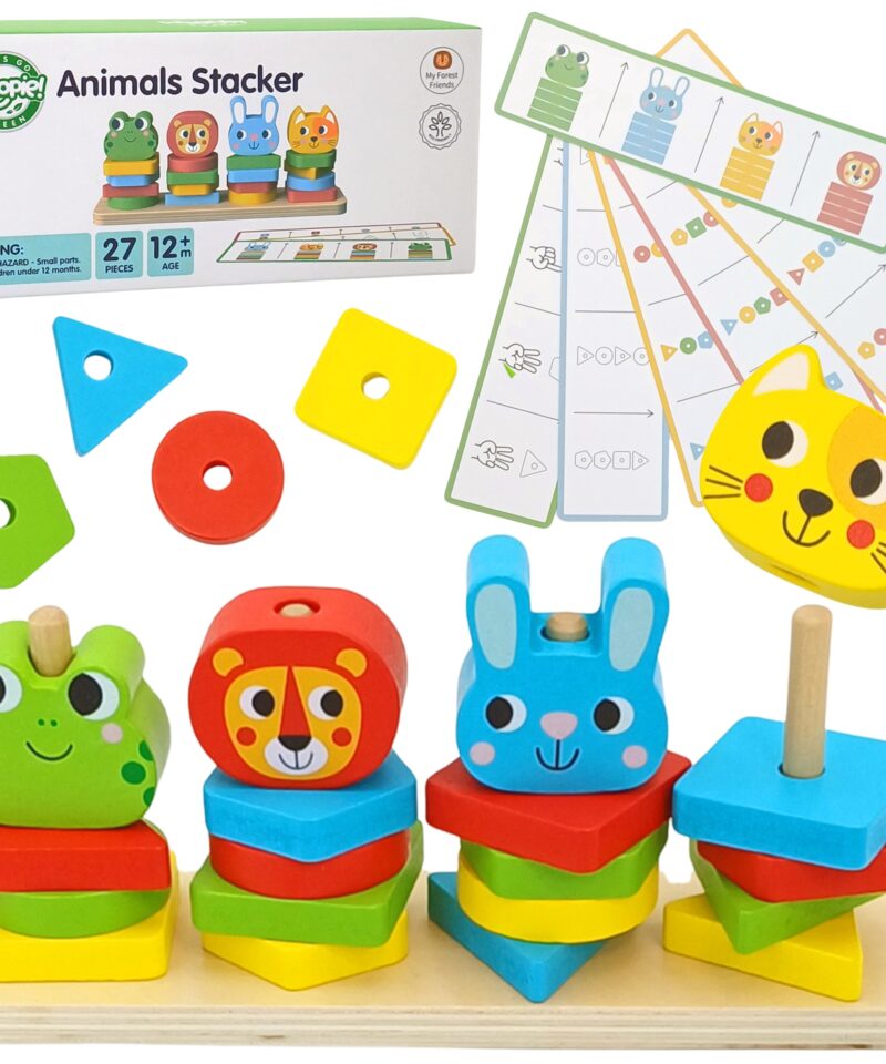 Montessori puidust loomade pusle detailid