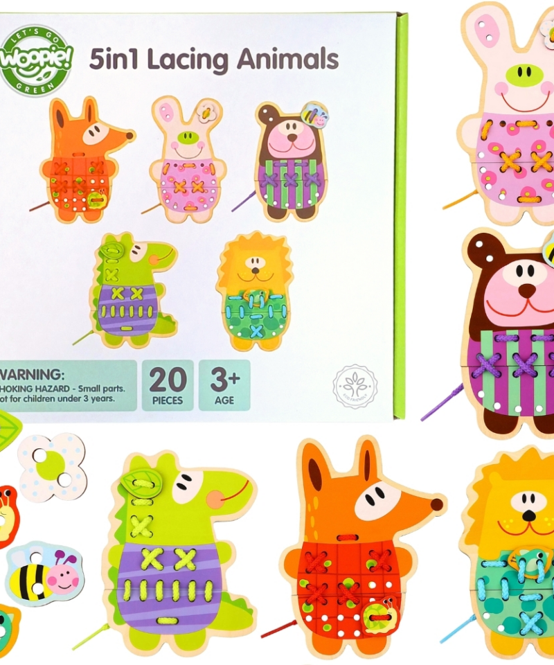 Puidust loomade nöörimismäng karu kujuga