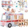 Laste puidust kiirabiauto mängukomplekt