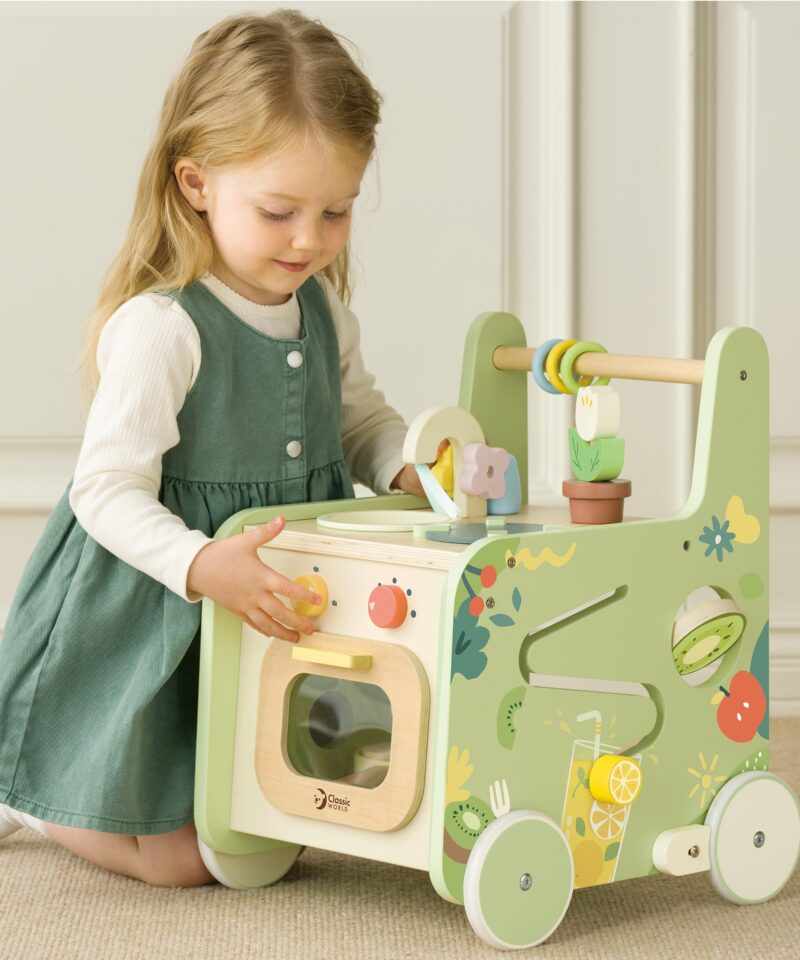 Laste köögikäru reguleeritavate ratastega