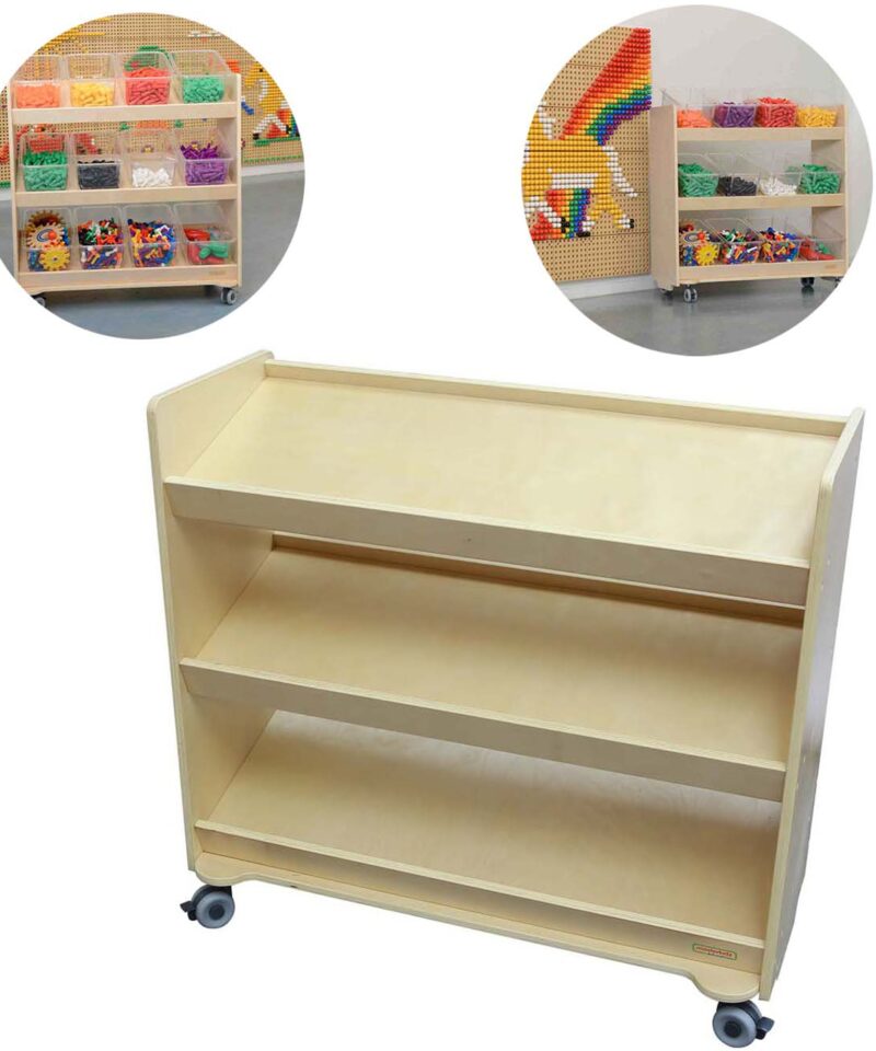 Liikuv riiul ratastel lastele haridusruumi