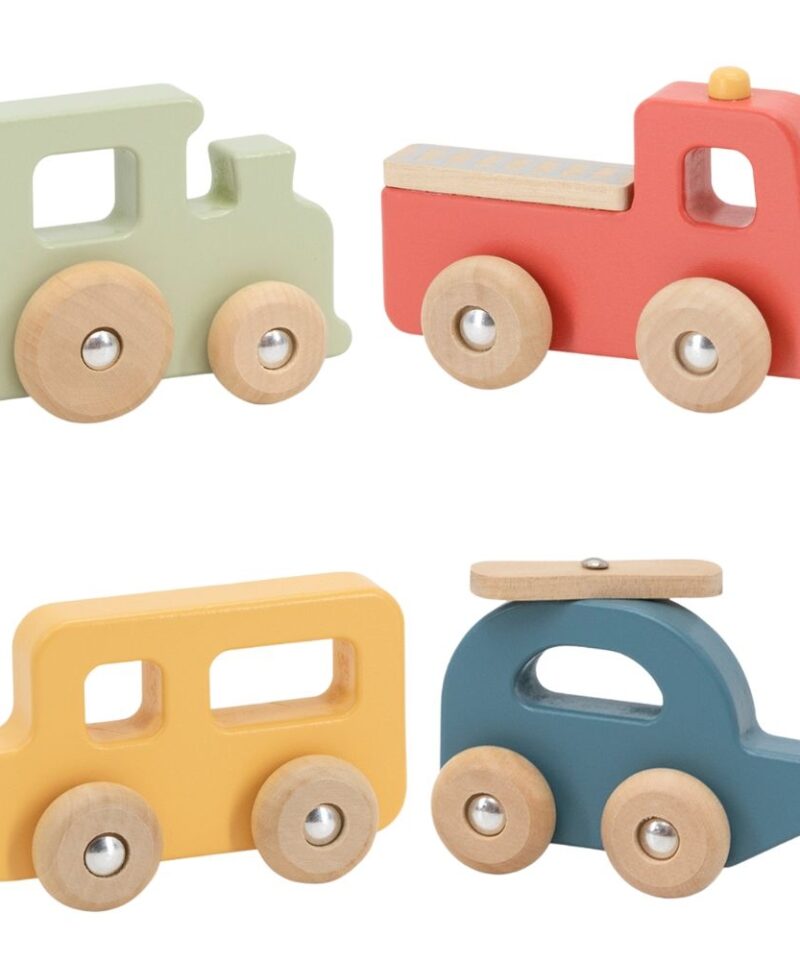 Puidust värvilised sõidukid lastele mängimiseks