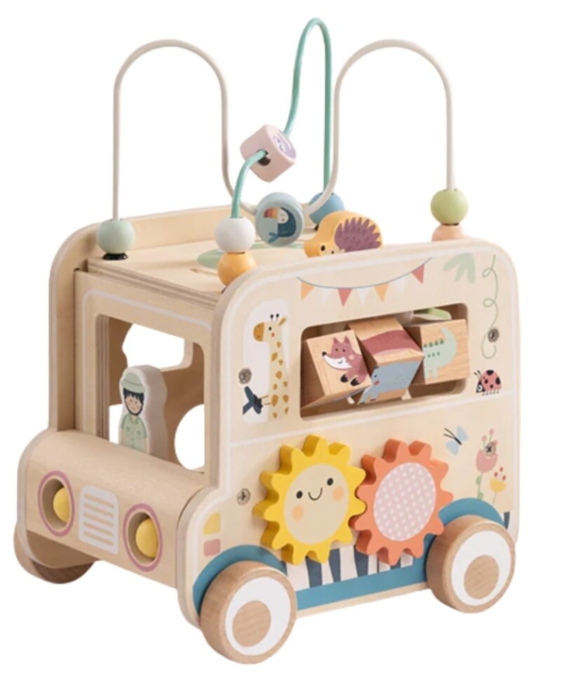 Safari teema puidust aktiivsuskuubikul