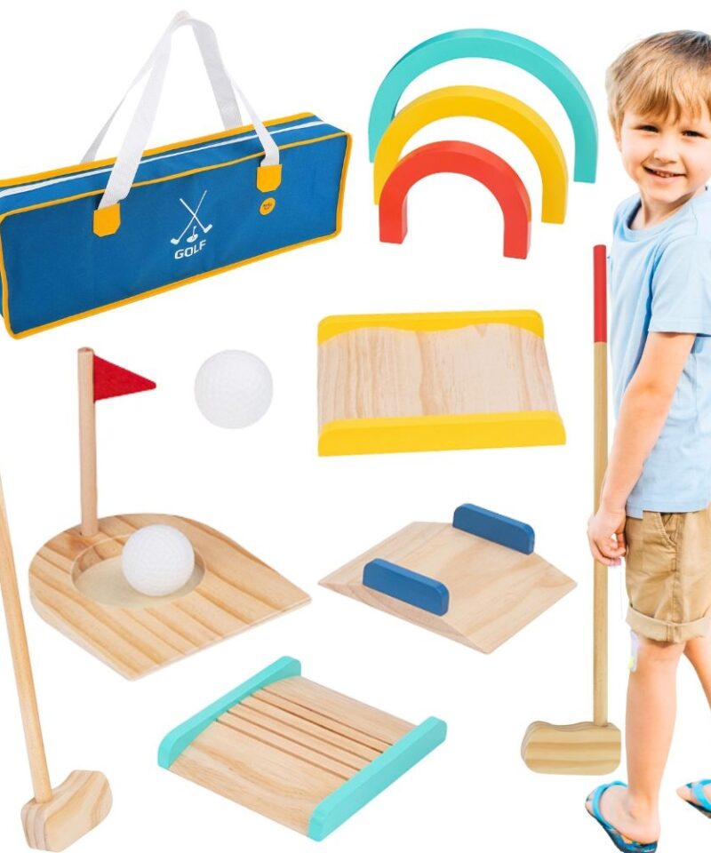 Laste puidust minigolfikomplekt aias