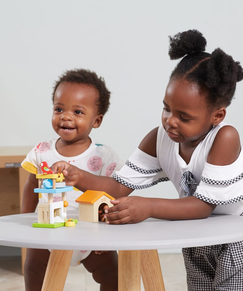 Papagoi puidust mänguväljakul