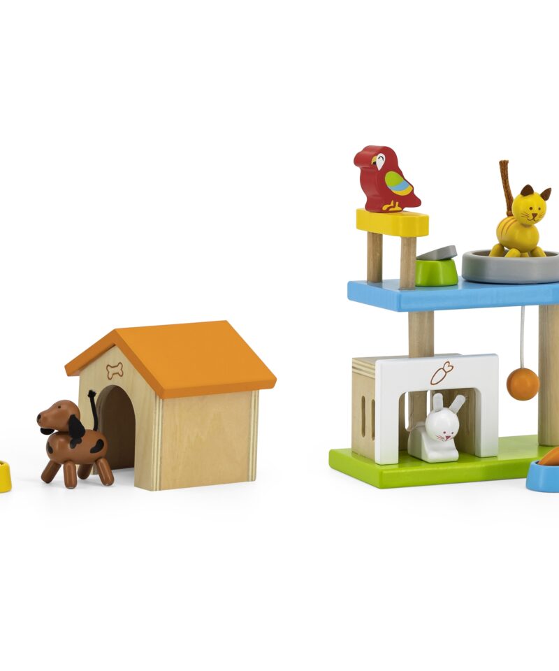 Jänes puidust mängukomplektis