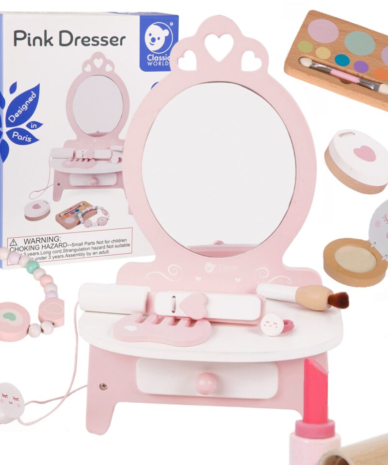 Puidust tualettlaud koos peegliga