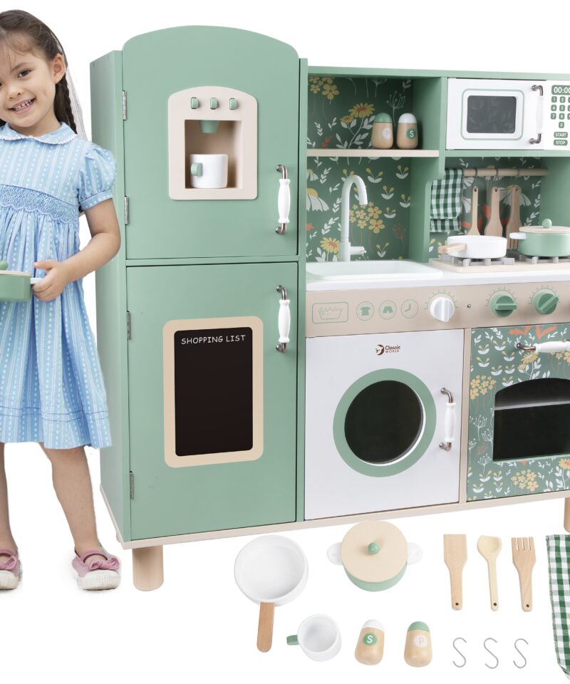 Laste puidust köögikomplekt mängimiseks