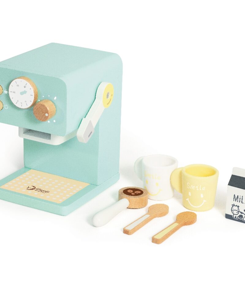 Puidust kohvimasin koos tarvikutega