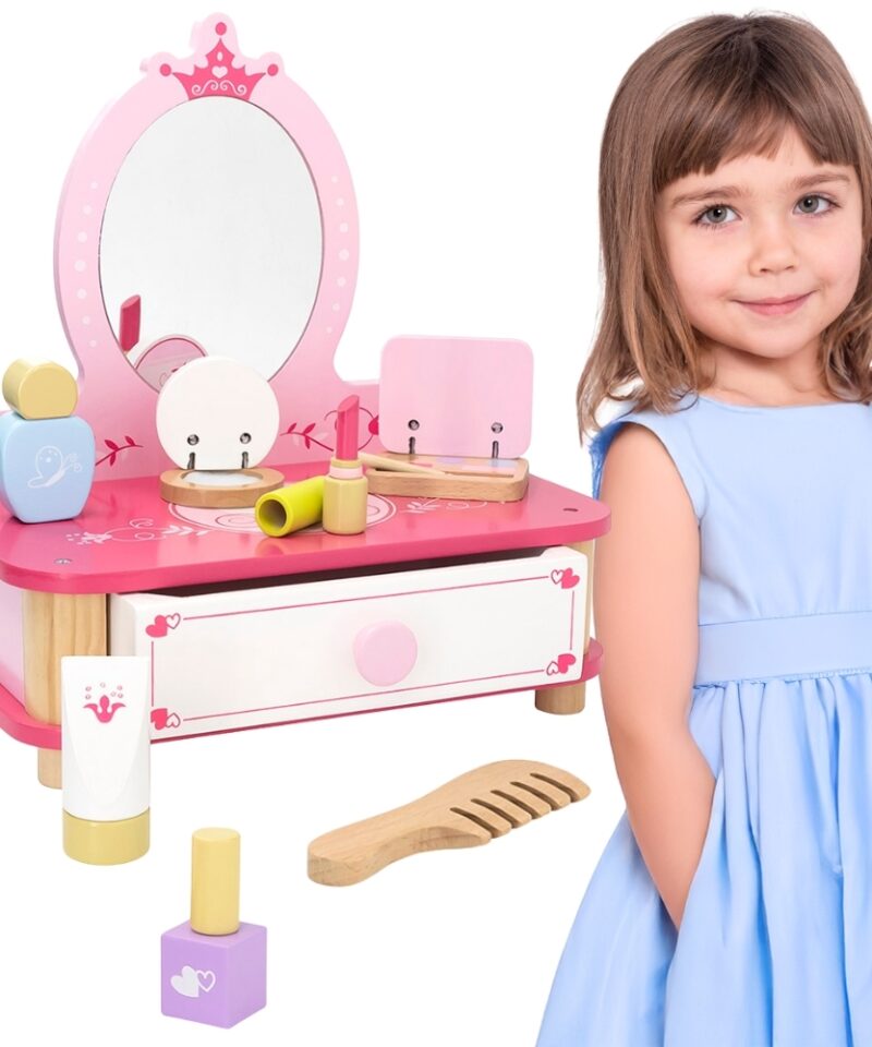 Roosa tualettlaud tüdrukute toas
