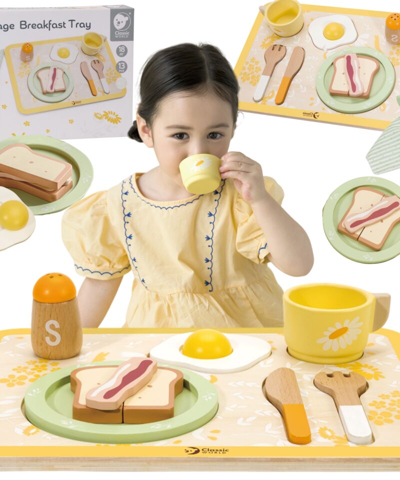 Puidust hommikusöögi mängukomplekt lastele
