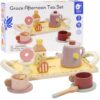Puidust tee- ja magustoidukomplekt lastele