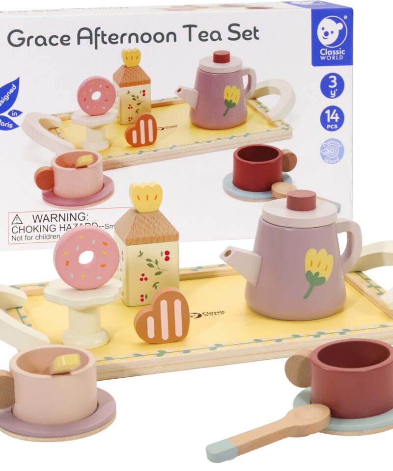Puidust tee- ja magustoidukomplekt lastele