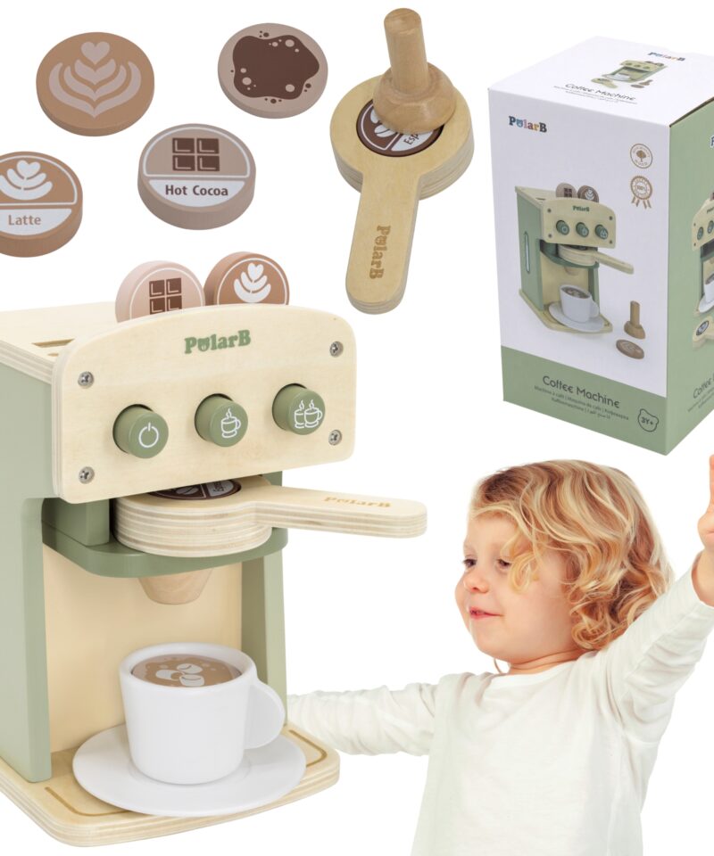 Lastele mõeldud puidust kohvimasin