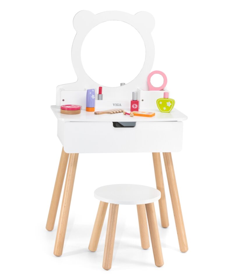 Puidust tualettlaud valge viimistlusega