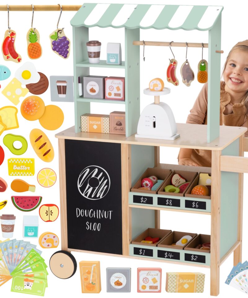 Mitmekülgne puidust mängupood lastele