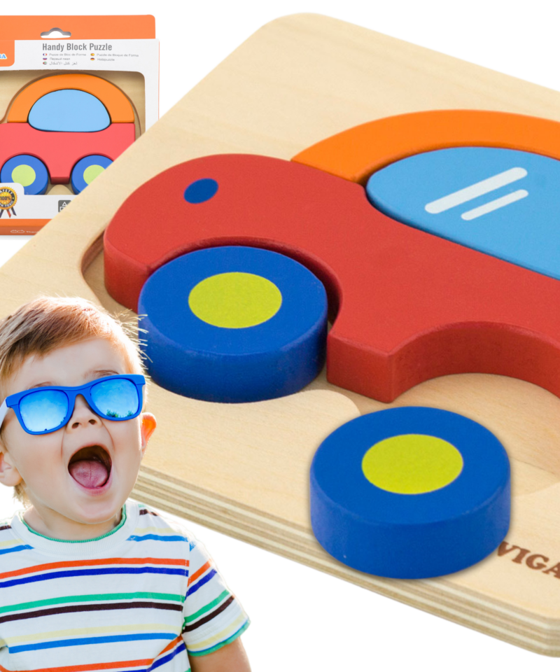 Esimesed puidust pusled lastele värvilised tükid