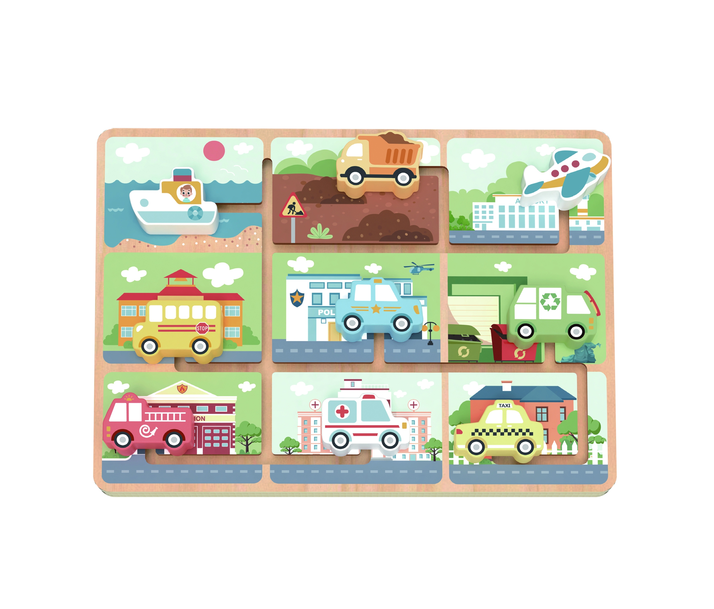 Puidust sõidukite labürint lastele