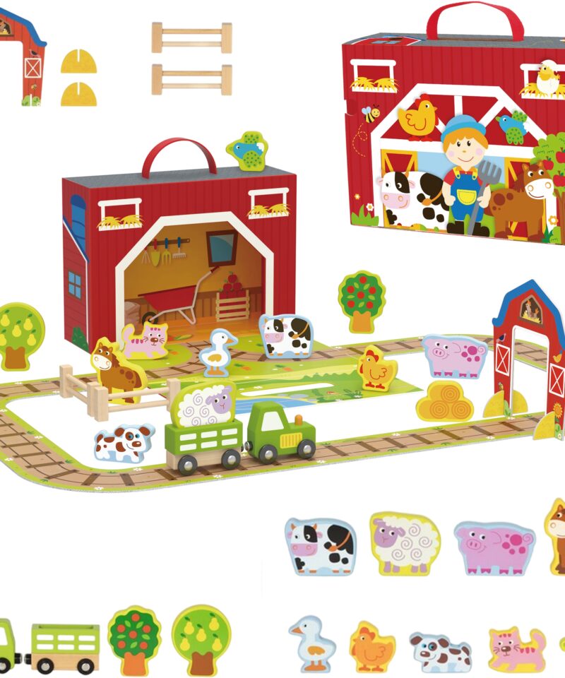 Puidust farmi mängukomplekt lastele