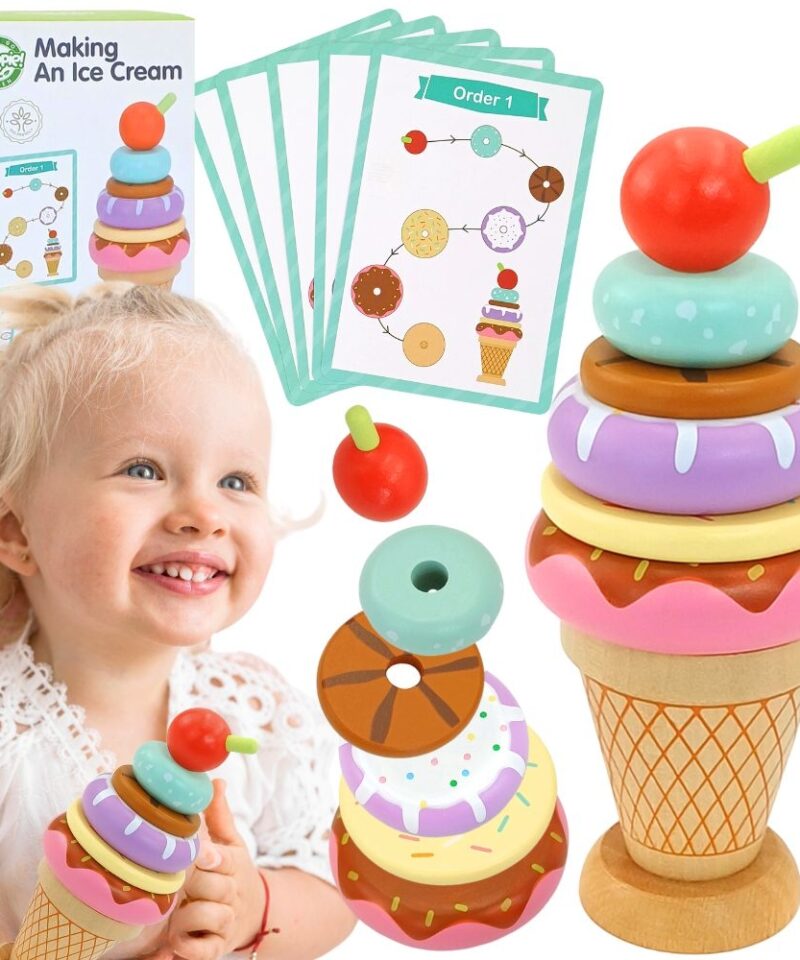 Puidust jäätise mängukomplekt lastele