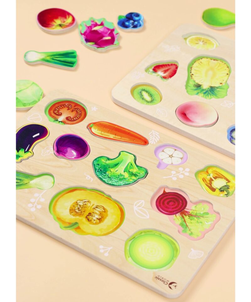 Värvilised köögiviljad puslemängus