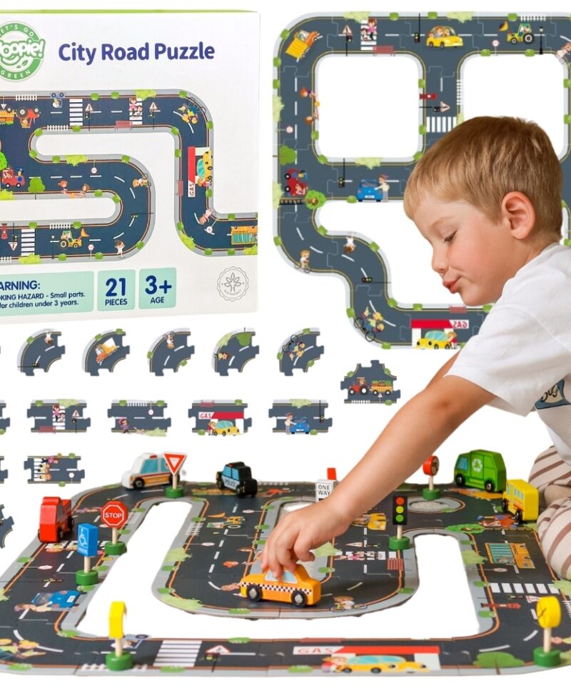 Laste liikluspusle mängukomplekt laual