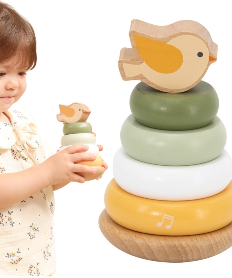 Värviline puidust hariv püramiid mängimiseks